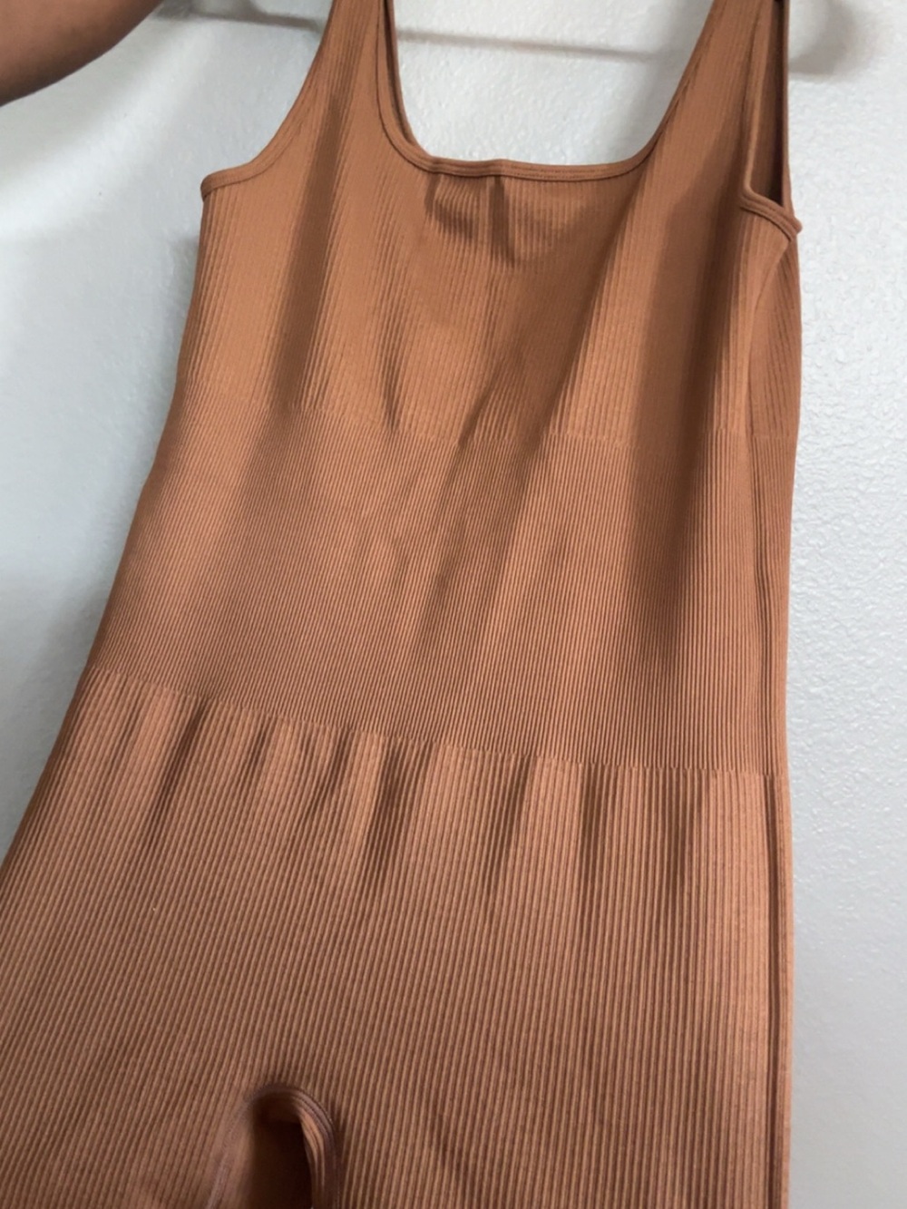 Sleeveless Ribbed Bodycon Dress in Rust